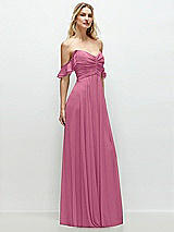 Alt View 2 Thumbnail - Orchid Pink Convertible Ruffle Strap Chiffon Maxi Dress with Full Circle Skirt