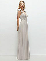 Side View Thumbnail - Oyster Convertible Ruffle Strap Chiffon Maxi Dress with Full Circle Skirt