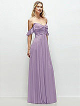 Alt View 2 Thumbnail - Pale Purple Convertible Ruffle Strap Chiffon Maxi Dress with Full Circle Skirt