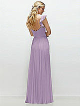 Rear View Thumbnail - Pale Purple Convertible Ruffle Strap Chiffon Maxi Dress with Full Circle Skirt