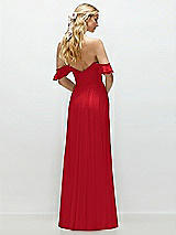 Alt View 3 Thumbnail - Parisian Red Convertible Ruffle Strap Chiffon Maxi Dress with Full Circle Skirt