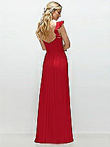 Rear View Thumbnail - Parisian Red Convertible Ruffle Strap Chiffon Maxi Dress with Full Circle Skirt