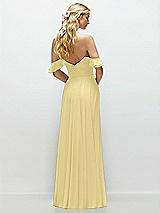 Alt View 3 Thumbnail - Pale Yellow Convertible Ruffle Strap Chiffon Maxi Dress with Full Circle Skirt