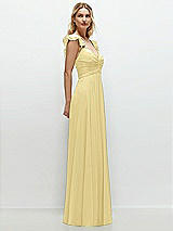 Side View Thumbnail - Pale Yellow Convertible Ruffle Strap Chiffon Maxi Dress with Full Circle Skirt