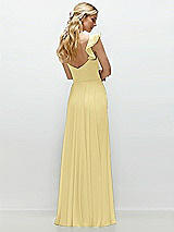 Rear View Thumbnail - Pale Yellow Convertible Ruffle Strap Chiffon Maxi Dress with Full Circle Skirt