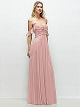 Alt View 2 Thumbnail - Rose - PANTONE Rose Quartz Convertible Ruffle Strap Chiffon Maxi Dress with Full Circle Skirt