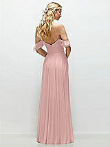 Alt View 3 Thumbnail - Rose - PANTONE Rose Quartz Convertible Ruffle Strap Chiffon Maxi Dress with Full Circle Skirt