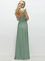 Rear View Thumbnail - Seagrass Convertible Ruffle Strap Chiffon Maxi Dress with Full Circle Skirt