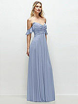 Alt View 2 Thumbnail - Sky Blue Convertible Ruffle Strap Chiffon Maxi Dress with Full Circle Skirt