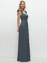 Side View Thumbnail - Silverstone Convertible Ruffle Strap Chiffon Maxi Dress with Full Circle Skirt