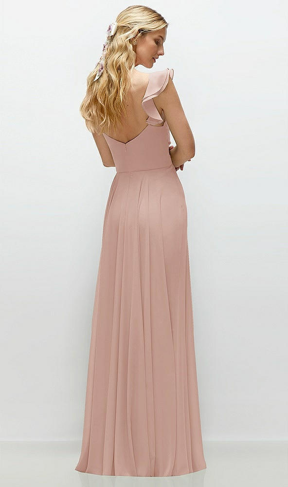 Back View - Toasted Sugar Convertible Ruffle Strap Chiffon Maxi Dress with Full Circle Skirt