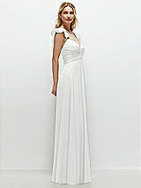 Side View Thumbnail - White Convertible Ruffle Strap Chiffon Maxi Dress with Full Circle Skirt