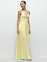 Side View Thumbnail - Butter Yellow Cowl Neck Chiffon Maxi Dress with Hand-Worked Petal Straps