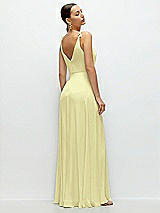 Rear View Thumbnail - Butter Yellow Cowl Neck Chiffon Maxi Dress with Hand-Worked Petal Straps