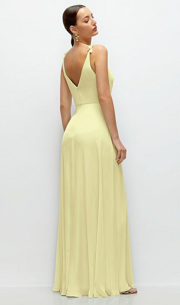 Back View - Butter Yellow Cowl Neck Chiffon Maxi Dress with Hand-Worked Petal Straps