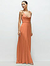 Side View Thumbnail - Sweet Melon Cowl Neck Chiffon Maxi Dress with Hand-Worked Petal Straps