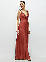 Side View Thumbnail - Amber Sunset Cowl Neck Chiffon Maxi Dress with Hand-Worked Petal Straps