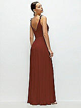 Rear View Thumbnail - Auburn Moon Cowl Neck Chiffon Maxi Dress with Hand-Worked Petal Straps