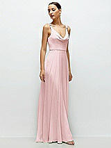 Side View Thumbnail - Ballet Pink Cowl Neck Chiffon Maxi Dress with Hand-Worked Petal Straps