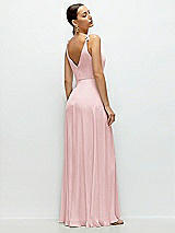 Rear View Thumbnail - Ballet Pink Cowl Neck Chiffon Maxi Dress with Hand-Worked Petal Straps