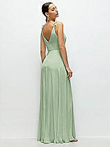 Rear View Thumbnail - Celadon Cowl Neck Chiffon Maxi Dress with Hand-Worked Petal Straps