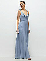 Side View Thumbnail - Cloudy Cowl Neck Chiffon Maxi Dress with Hand-Worked Petal Straps