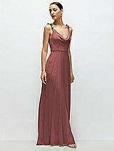 Side View Thumbnail - English Rose Cowl Neck Chiffon Maxi Dress with Hand-Worked Petal Straps