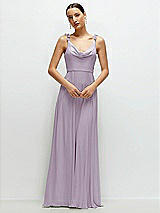 Front View Thumbnail - Lilac Haze Cowl Neck Chiffon Maxi Dress with Hand-Worked Petal Straps