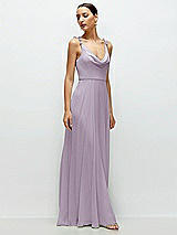 Side View Thumbnail - Lilac Haze Cowl Neck Chiffon Maxi Dress with Hand-Worked Petal Straps