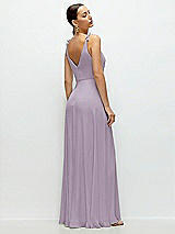 Rear View Thumbnail - Lilac Haze Cowl Neck Chiffon Maxi Dress with Hand-Worked Petal Straps