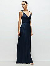 Side View Thumbnail - Midnight Navy Cowl Neck Chiffon Maxi Dress with Hand-Worked Petal Straps