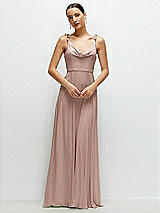 Front View Thumbnail - Neu Nude Cowl Neck Chiffon Maxi Dress with Hand-Worked Petal Straps