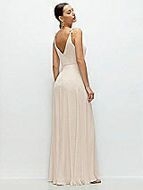 Rear View Thumbnail - Oat Cowl Neck Chiffon Maxi Dress with Hand-Worked Petal Straps