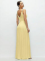 Rear View Thumbnail - Pale Yellow Cowl Neck Chiffon Maxi Dress with Hand-Worked Petal Straps