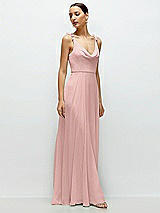 Side View Thumbnail - Rose - PANTONE Rose Quartz Cowl Neck Chiffon Maxi Dress with Hand-Worked Petal Straps