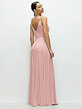 Rear View Thumbnail - Rose - PANTONE Rose Quartz Cowl Neck Chiffon Maxi Dress with Hand-Worked Petal Straps