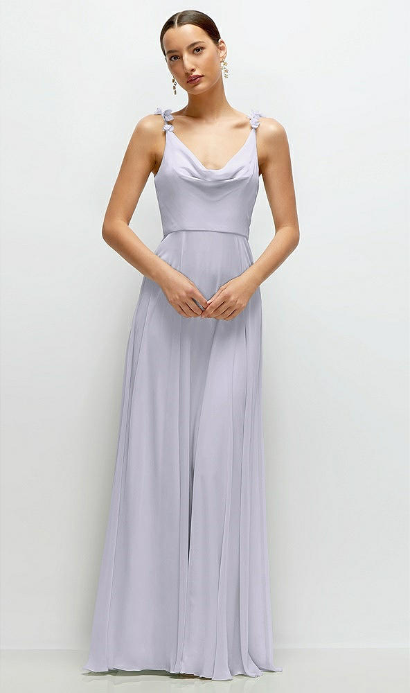 Front View - Silver Dove Cowl Neck Chiffon Maxi Dress with Hand-Worked Petal Straps