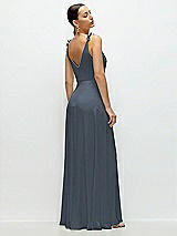 Rear View Thumbnail - Silverstone Cowl Neck Chiffon Maxi Dress with Hand-Worked Petal Straps