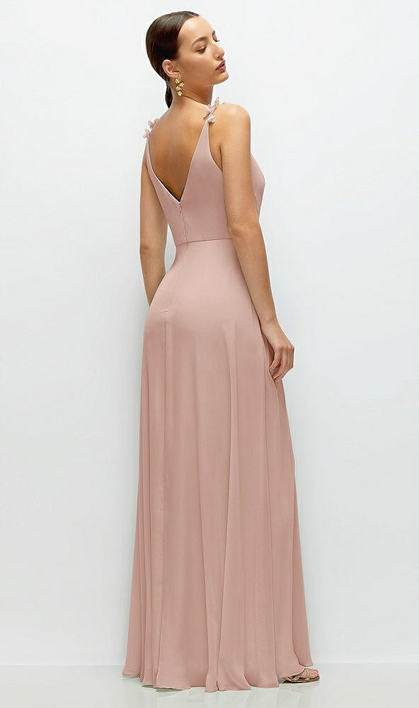 Back View - Toasted Sugar Cowl Neck Chiffon Maxi Dress with Hand-Worked Petal Straps