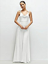 Front View Thumbnail - White Cowl Neck Chiffon Maxi Dress with Hand-Worked Petal Straps