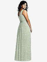 Alt View 2 Thumbnail - Vintage Primrose Sage Sleeveless Draped Chiffon Maxi Dress with Front Slit