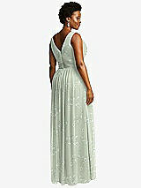 Rear View Thumbnail - Vintage Primrose Sage Sleeveless Draped Chiffon Maxi Dress with Front Slit