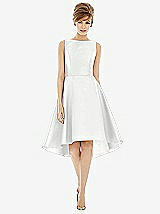 Alt View 1 Thumbnail - White Bateau Neck Satin High Low Cocktail Dress