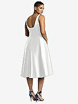 Rear View Thumbnail - White Bateau Neck Satin High Low Cocktail Dress