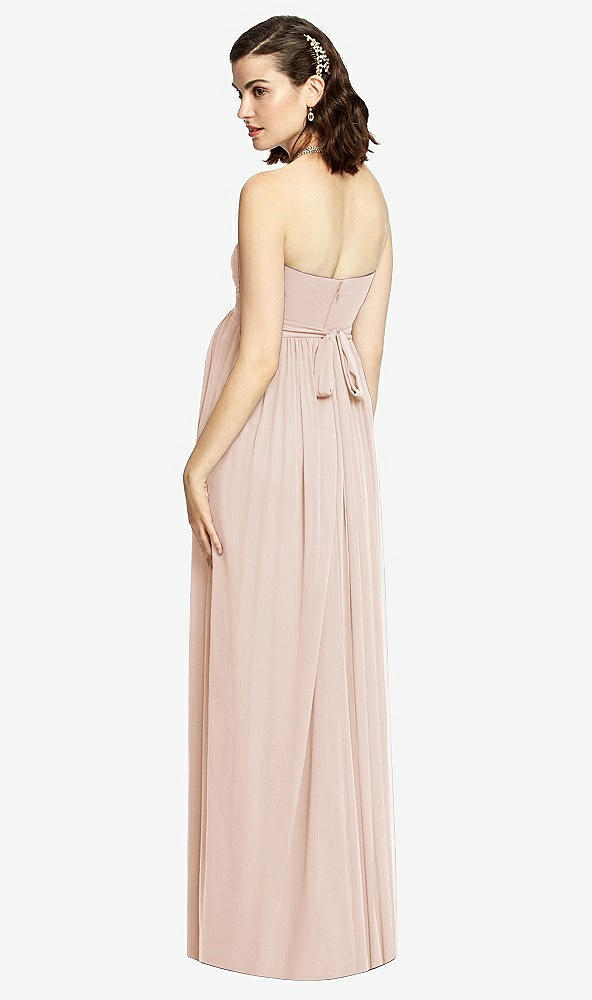 Back View - Cameo Draped Bodice Strapless Maternity Dress