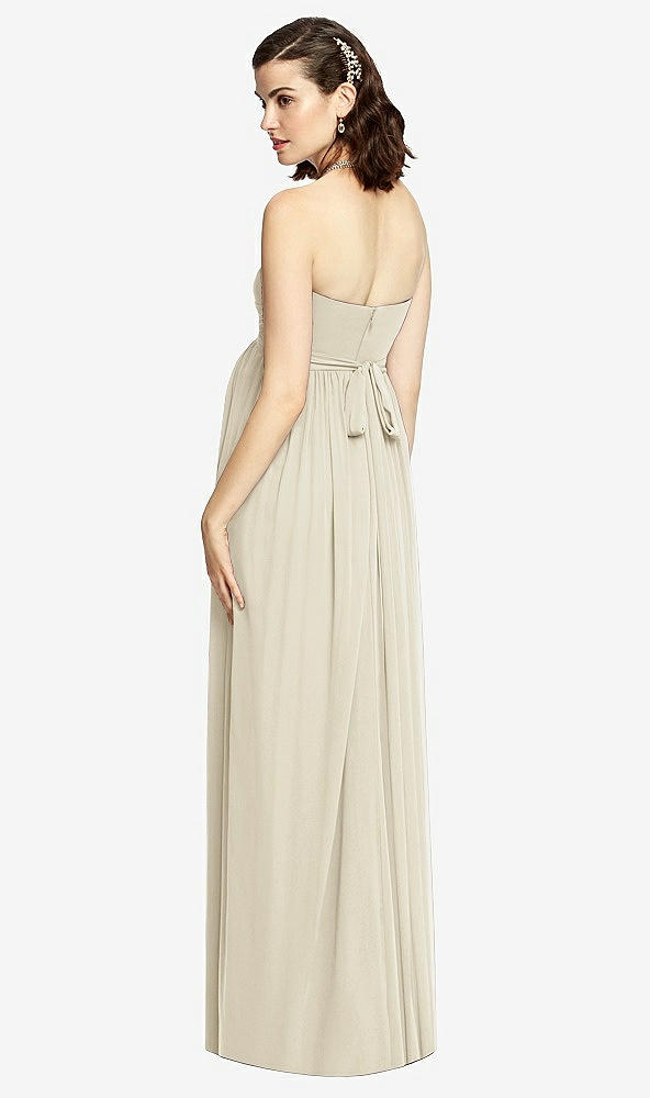 Back View - Champagne Draped Bodice Strapless Maternity Dress