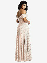 Rear View Thumbnail - Coquette Floral Print Off-the-Shoulder Draped Chiffon Maxi Dress