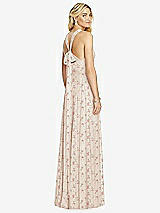 Rear View Thumbnail - Coquette Floral Print Cross Strap Open-Back Halter Maxi Dress