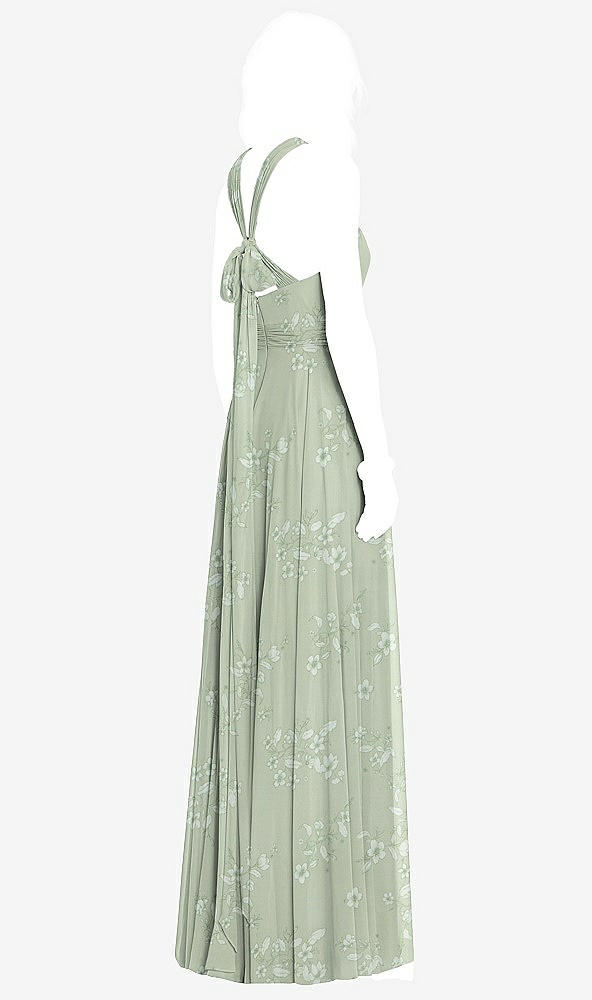 Back View - Vintage Primrose Sage Cross Strap Open-Back Halter Maxi Dress