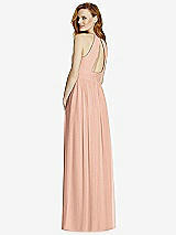 Rear View Thumbnail - Pale Peach Cutout Open-Back Shirred Halter Maxi Dress